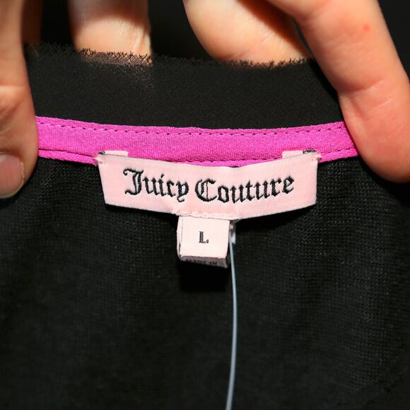 $128 JUICY COUTURE Black Paillette Sleeveless Tank Top Shirt Women's Large NEW - Picture 9 of 13